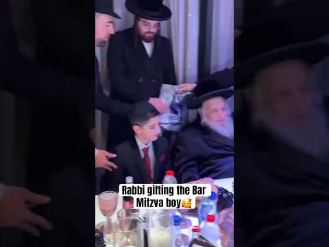 Rabbi gifting the Bar Mitzva boy🥰#barmitzvah #shabbat #rabbi