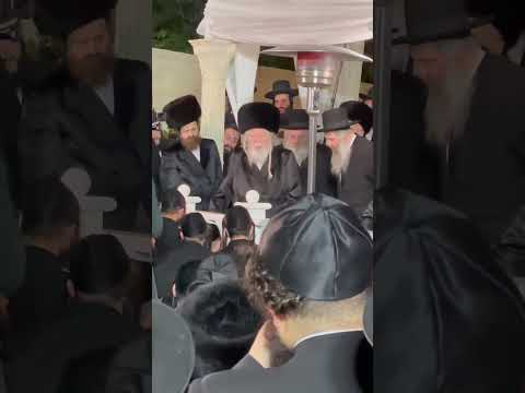 Gerer Rebbe Surveying The Crowd During Babchik Chupa
