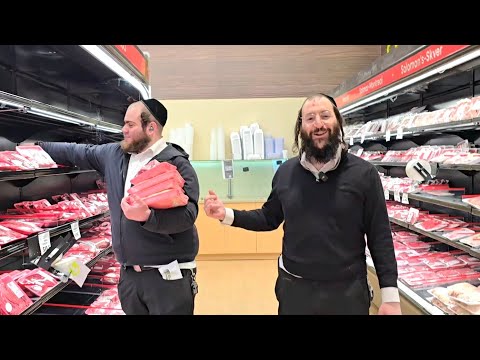 This is how we do Pesach shopping in Lakewood: Huge tent @Nutmeg supermarket, featuring Yossy Brach!